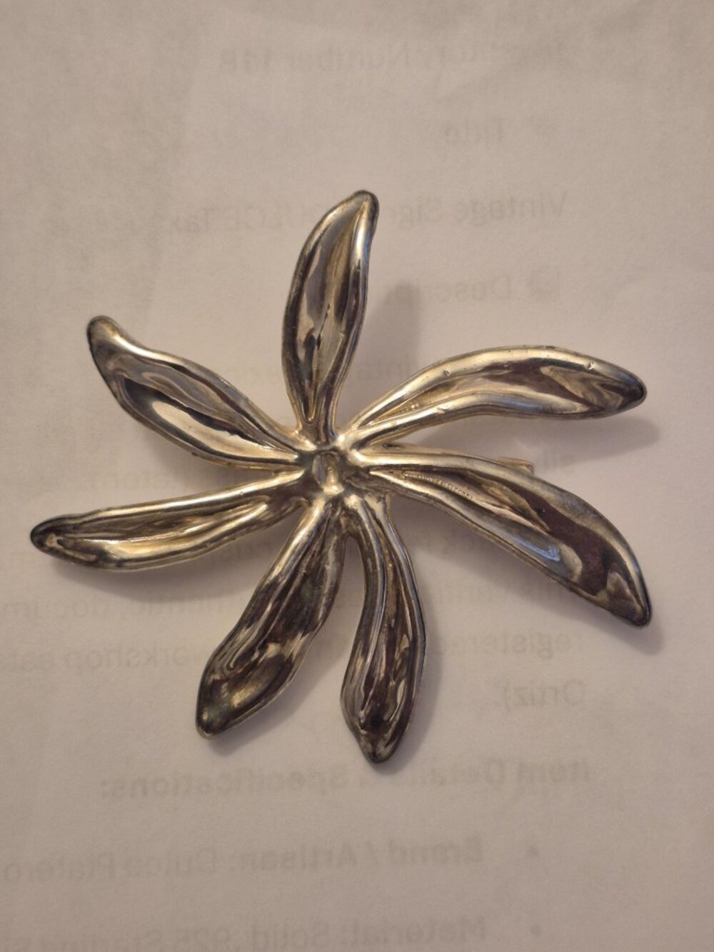 🔥 HOT DEAL! Bat Ami Signed Sterling Silver Flower Brooch - Electroform 925